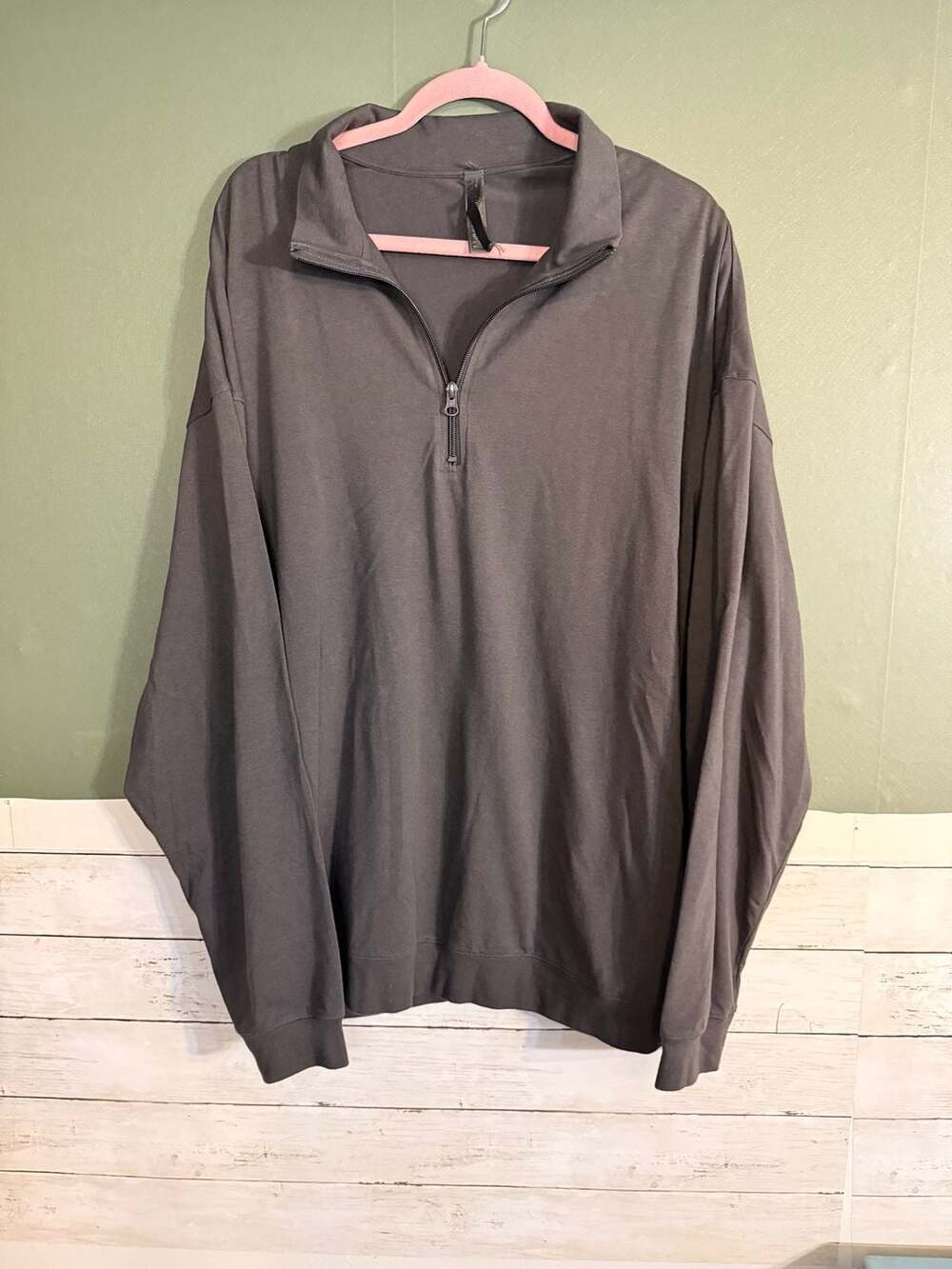 SKIMS Quarter Zip XL Fleece Pullover‎ Sweatshirt Charcoal Grey Activewear